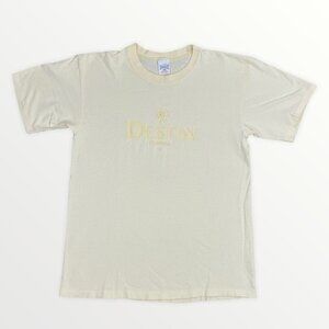 Vintage Single Stitch Pale Yellow Cotton T-Shirt Destin Florida Embroidered USA